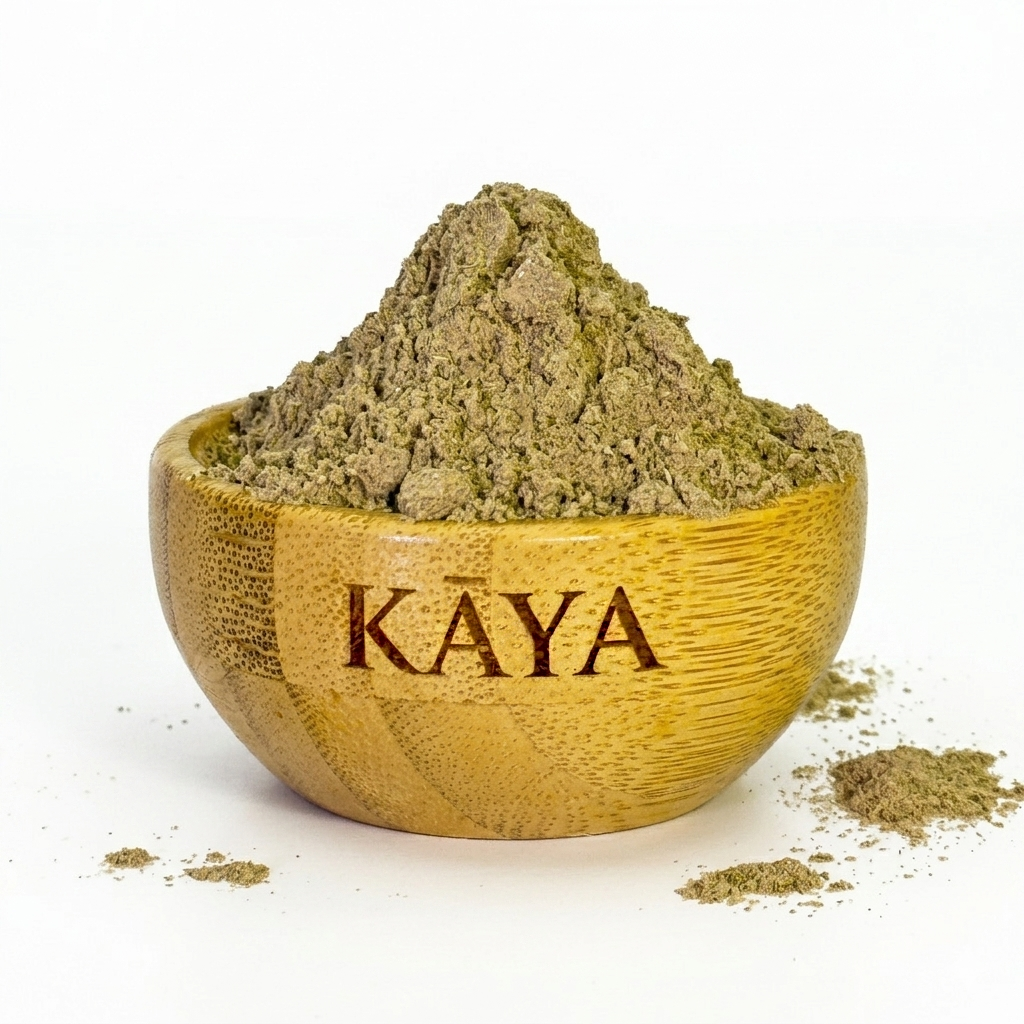 Bowl of Kaya powder on a white background